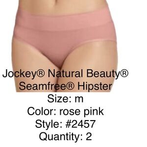 2 PAIR Jockey Natural Beauty Seam Free Hipster